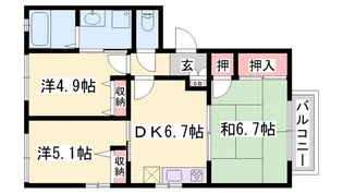 ヴィラ・シャンピニヨンⅡE【0101号室】の間取り