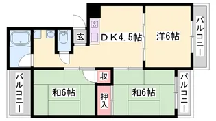 パインリーフ高砂A棟【402号室】の間取り
