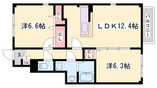 ユートピー・エイト南【1階】の間取り