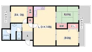 城の宮第一住宅6号棟【404号室】の間取り