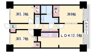 プリムローズ英賀保【1階】の間取り