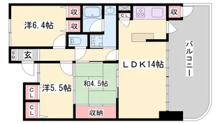 リベール姫路パークアベニュー【302号室】の間取り