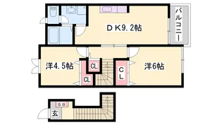 サザンリーフB【2階】の間取り