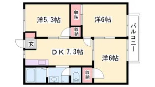 網干区坂上アパート3【203号室】の間取り