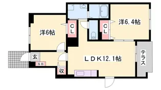 2LDKの間取り画像