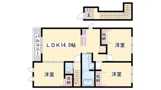クラヴィエ花水木Ⅱ【0201号室】の間取り