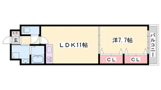 ルークレジデンスNUEVE【9階】の間取り