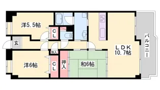 サンパティック的形【9階】の間取り