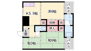 サンライズ高砂2号棟【202号室】の間取り