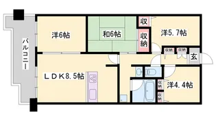 ネオハイツ姫路アメニティ228【1104号室】の間取り