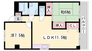 ハッピーコート駅南大路【5階】の間取り