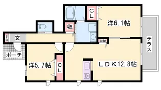 レジデンスコート 加西 【A103号室】の間取り
