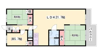 花の北ハイツA棟【7階】の間取り
