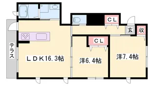 セントラヴィーヌ山手V【0102号室】の間取り