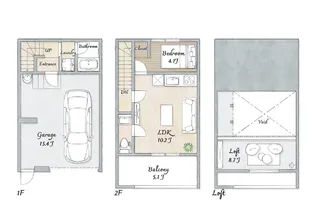 姫路市広畑区蒲田ガレージハウス【2号室】の間取り
