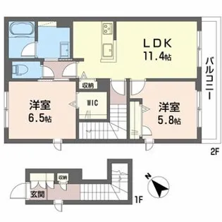 ShaMaison雅あさぎり【202号室】の間取り