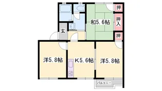 タウニィ北平野【B202号室】の間取り