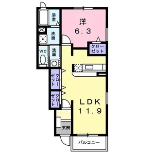 ドゥー・ビエント弐番館【1階】の間取り