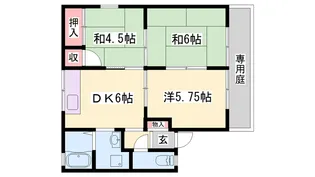ブルースカイ山本Ⅱ【102号室】の間取り