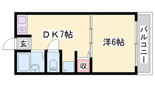 インタービレッジ三条【6階】の間取り