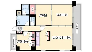朝日プラザ加古川ヴィラージュ【4階】の間取り