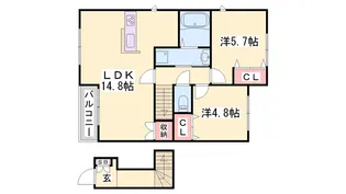 エスペランサ粟津Ⅴ【203号室】の間取り