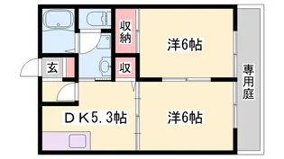 フラワーハイツ B棟【107号室】の間取り