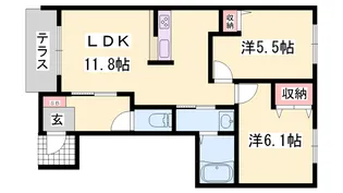 ヴィラーチェ尾上【1階】の間取り