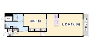 キャッスルコート博労町【6階】の間取り