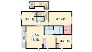 シャーメゾン福田【2階】の間取り