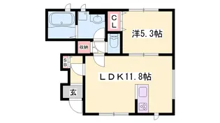 キアロスクーロ曽根【105号室】の間取り