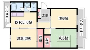 第一コーポ学苑【303号室】の間取り