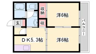 フラワーハイツ B棟【208号室】の間取り