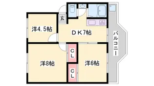 溝口ハイツ【E-2号室】の間取り