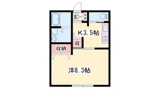 コスモポート新田【105号室】の間取り