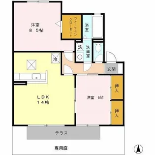 プラシード浜【1階】の間取り
