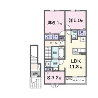 メゾングレーヌ東觜崎駅前A【2階】の間取り
