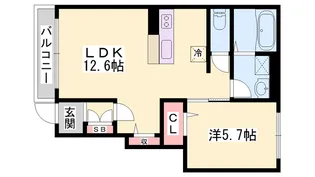 姫路市白鳥台3丁目アパート【1階】の間取り