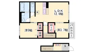 姫路市白鳥台3丁目アパート【2階】の間取り