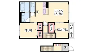 姫路市白鳥台3丁目アパート【2階】の間取り