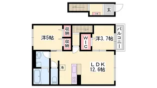 姫路市白鳥台3丁目アパート【2階】の間取り