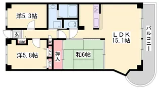 姫路甲丘アーバンコンフォート【707号室】の間取り