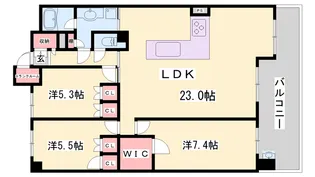 グラジオ姫路駅南インペリアル【602号室】の間取り