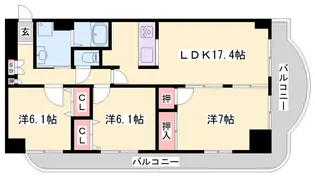 手柄アートスカイハイツ【14階】の間取り