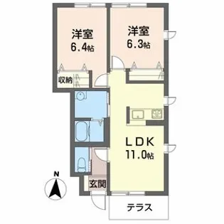 シャーメゾン花水木【1階】の間取り