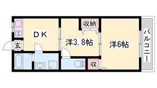 メトレス福田Ⅱ【3-B号室】の間取り