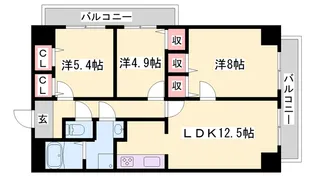 キャッスルコート東辻井【7階】の間取り