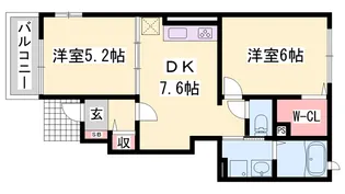 ウエスト アヴェニューA【1階】の間取り