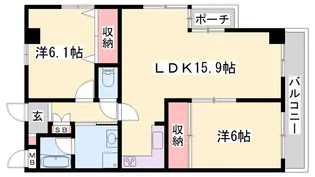 宮西パレス・壱号館【6階】の間取り