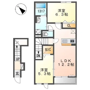マニエール【202号室】の間取り